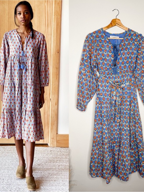 Emerson Fry Dresses & Skirts - Emerson Fry India Collection Heirloom Midi Dress~Wednesday Flower Blues